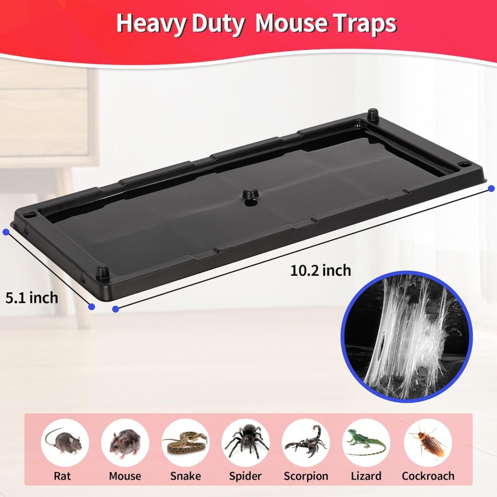 LULUCATCH Sticky Mouse Trap, 12 Pack Large Glue Traps, Pre-Baited Heavy Duty Non-Toxic Bulk Glue Boards Mouse Traps Indoor for Mice, Snakes, Rat, Insects, Cockroaches  Spiders, Pet Safe Easy to Use