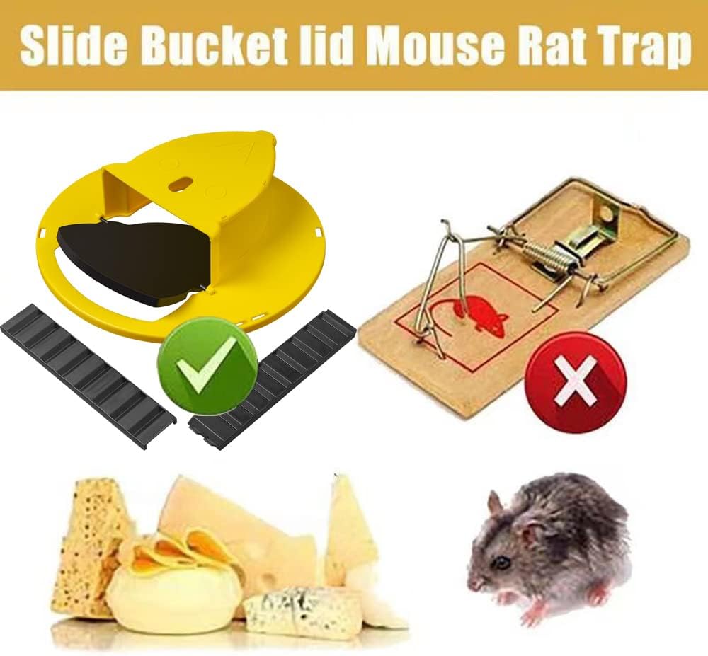 Mice Mouse Trap Bucket Flip Lid,Mouse Trap Bucket Indoor Outdoor,Humane Mouse Trap,Mouse Trap Bucket Lid Auto Reset | 5 Gallon Bucket Compatible | Mouse Trap Bucket Lid (2 Pack)